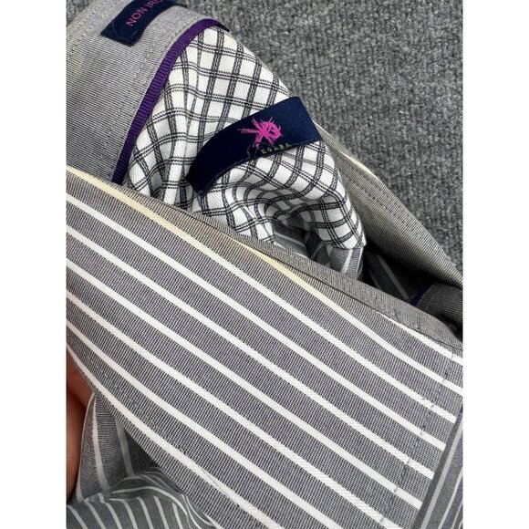 Egara Button Up Shirt Men's XL Gray Striped Long Sleeve Non-Iron Casual - Picture 5 of 6